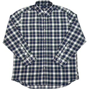 LINCS David Chu Mens XXL Plaid Button Down Shirt Navy Green Cotton NWT